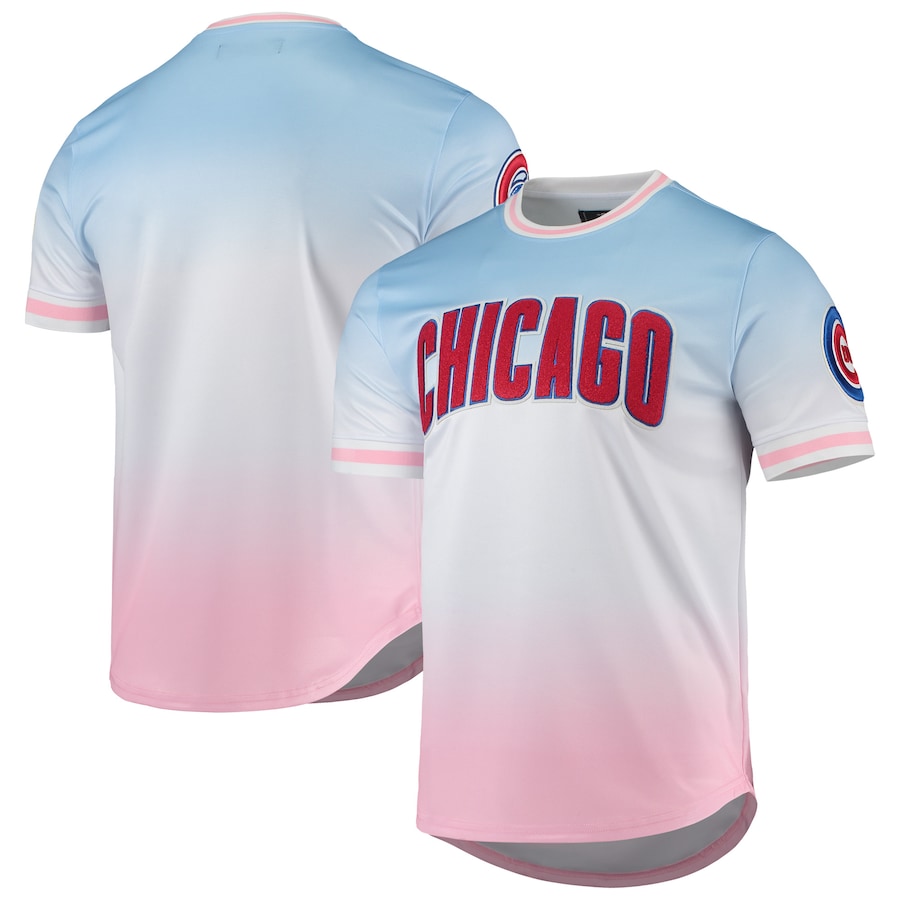 Men's Chicago Cubs Pro Standard Blue/Pink Ombre T-Shirt Men's Chicago Cubs Pro Standard Blue/Pink Ombre T-Shirt