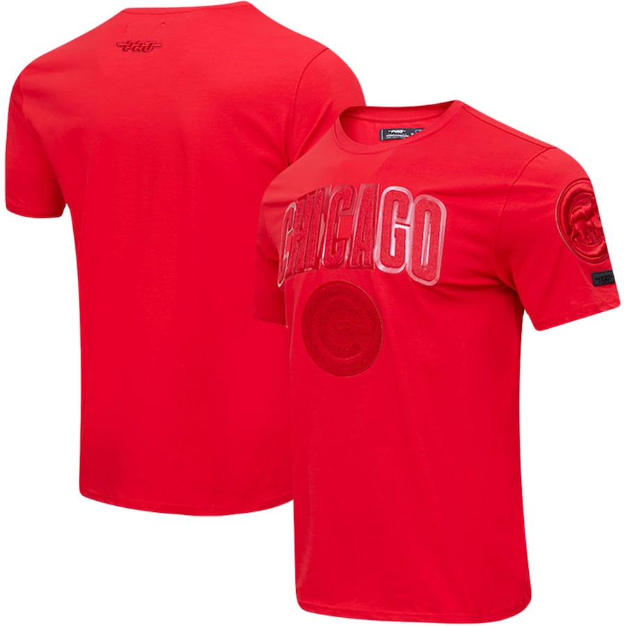Men's Chicago Cubs Pro Standard Classic Triple Red T-Shirt Men's Chicago Cubs Pro Standard Classic Triple Red T-Shirt