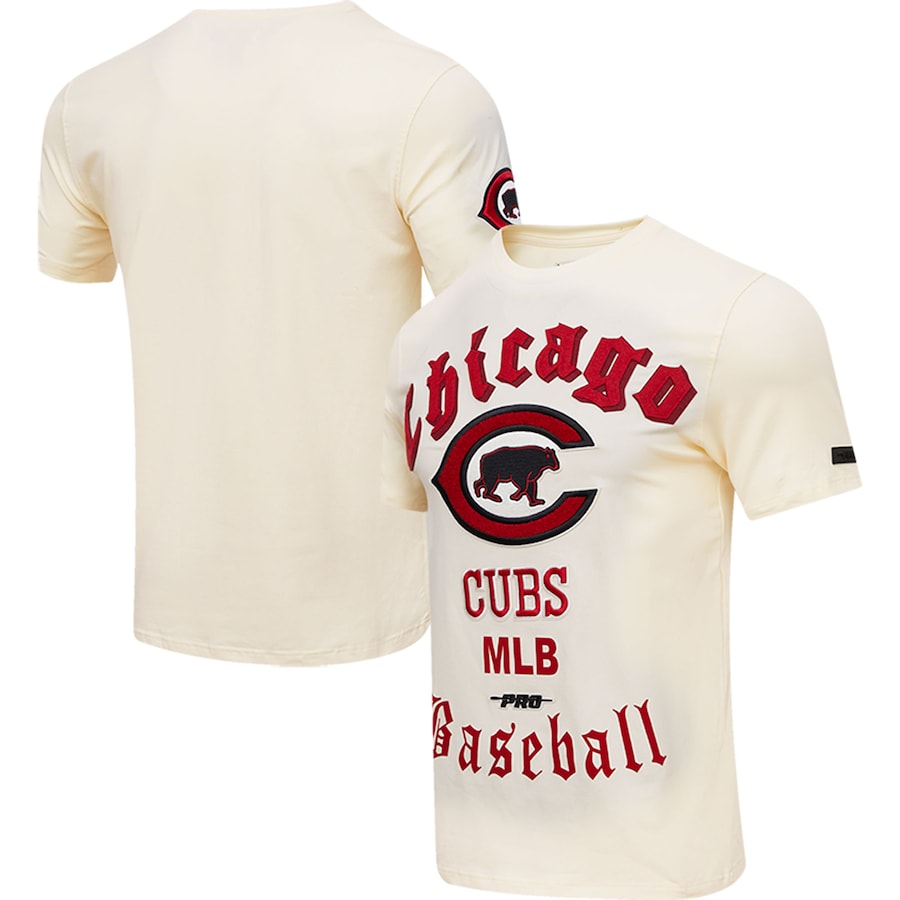 Men's Chicago Cubs Pro Standard Cream Cooperstown Collection Old English T-Shirt Men's Chicago Cubs Pro Standard Cream Cooperstown Collection Old English T-Shirt