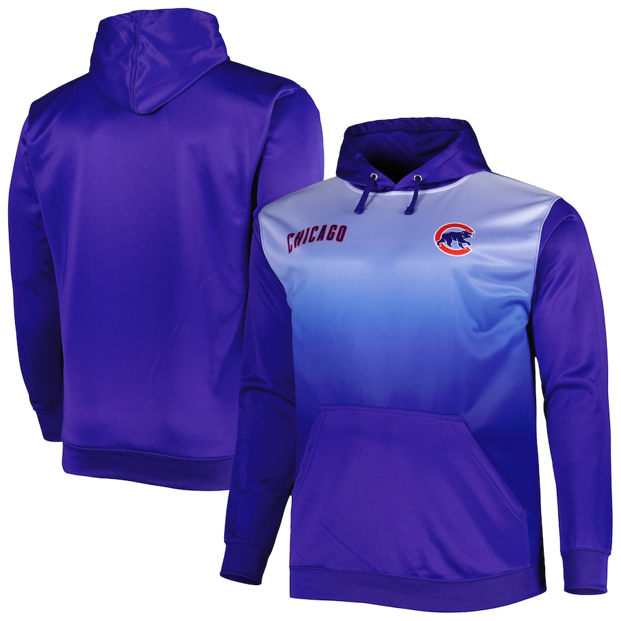 Men's Chicago Cubs Royal Fade Sublimated Fleece Pullover Hoodie Men's Chicago Cubs Royal Fade Sublimated Fleece Pullover Hoodie