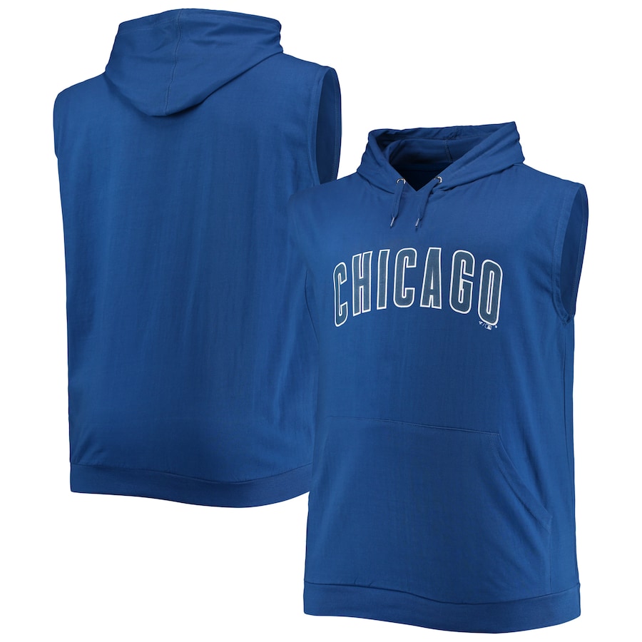 Men's Chicago Cubs Royal Jersey Muscle Sleeveless Pullover Hoodie Men's Chicago Cubs Royal Jersey Muscle Sleeveless Pullover Hoodie