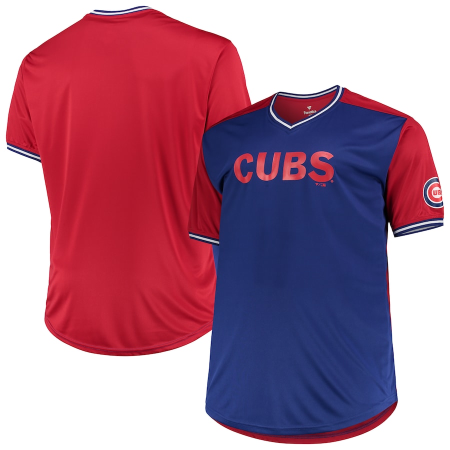 Men's Chicago Cubs Royal/Red Solid V-Neck T-Shirt Men's Chicago Cubs Royal/Red Solid V-Neck T-Shirt