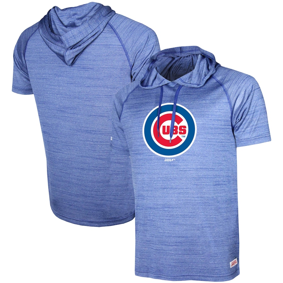 Men's Chicago Cubs Stitches Heathered Royal Raglan Short Sleeve Pullover Hoodie Men's Chicago Cubs Stitches Heathered Royal Raglan Short Sleeve Pullover Hoodie