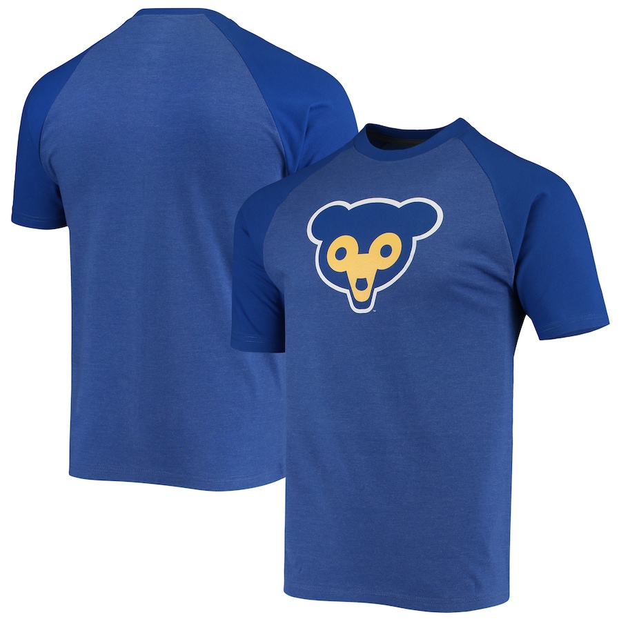 Men's Chicago Cubs Stitches Heathered Royal Raglan T-Shirt Men's Chicago Cubs Stitches Heathered Royal Raglan T-Shirt