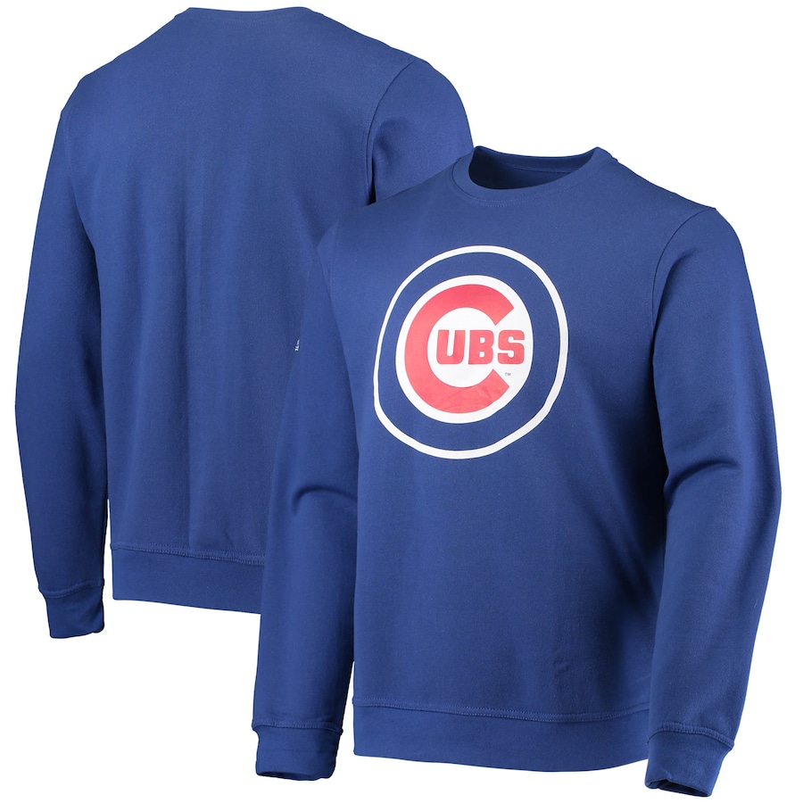 Men's Chicago Cubs Stitches Royal Logo Pullover Sweatshirt Men's Chicago Cubs Stitches Royal Logo Pullover Sweatshirt