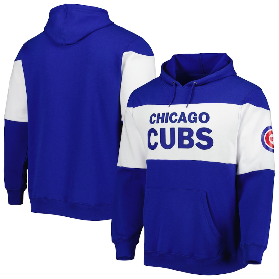 Men's Chicago Cubs Stitches Royal/White Stripe Pullover Hoodie Men's Chicago Cubs Stitches Royal/White Stripe Pullover Hoodie