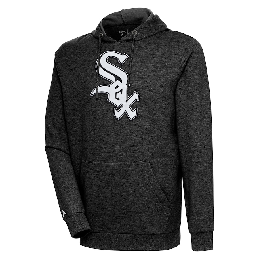 Men's Chicago White Sox Antigua Heather Black Action Pullover Hoodie
