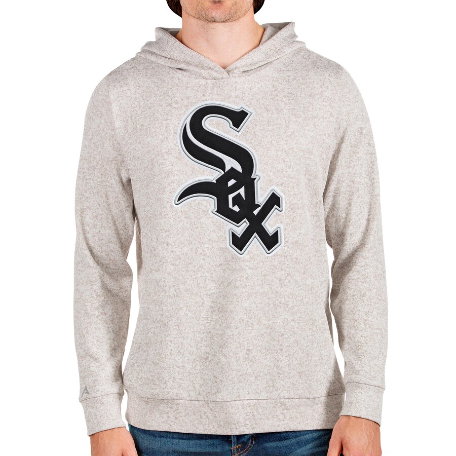 Men's Chicago White Sox Antigua Oatmeal Team Logo Absolute Pullover Hoodie