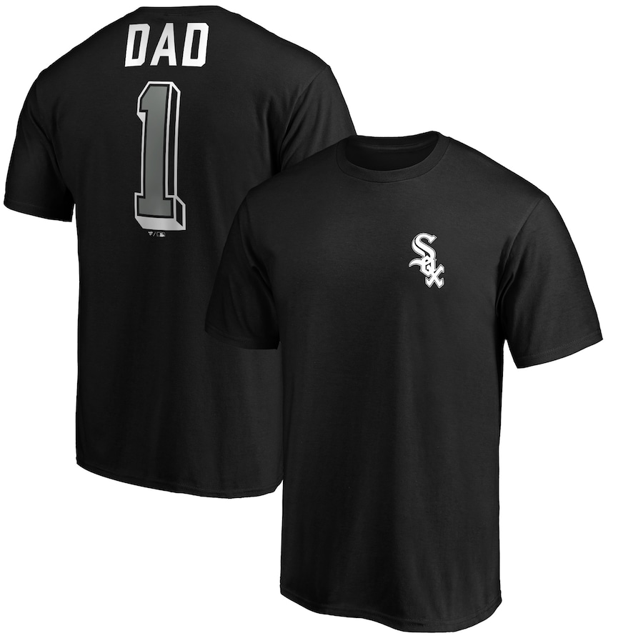 Men's Chicago White Sox Black Number One Dad T-Shirt