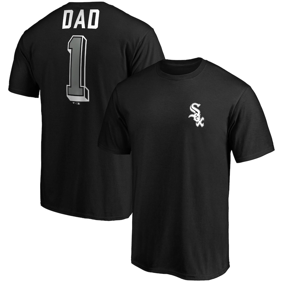 Men's Chicago White Sox Black Number One Dad Team T-Shirt