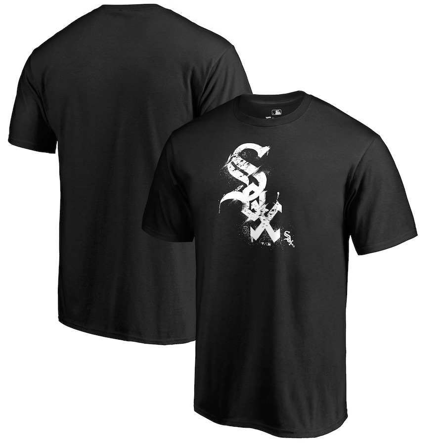 Men's Chicago White Sox Black Splatter Logo T-Shirt Men's Chicago White Sox Black Splatter Logo T-Shirt