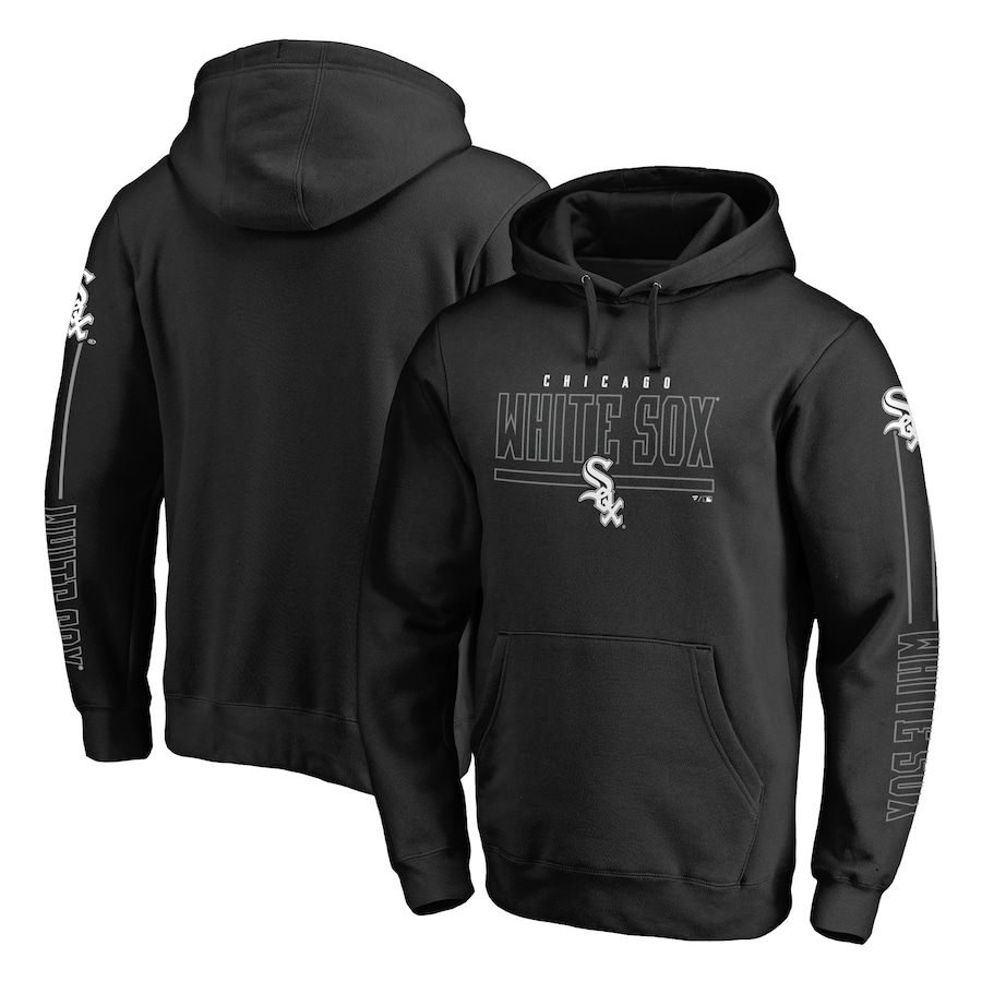 Men's Chicago White Sox Black Team Front Line Fitted Pullover Hoodie Men's Chicago White Sox Black Team Front Line Fitted Pullover Hoodie