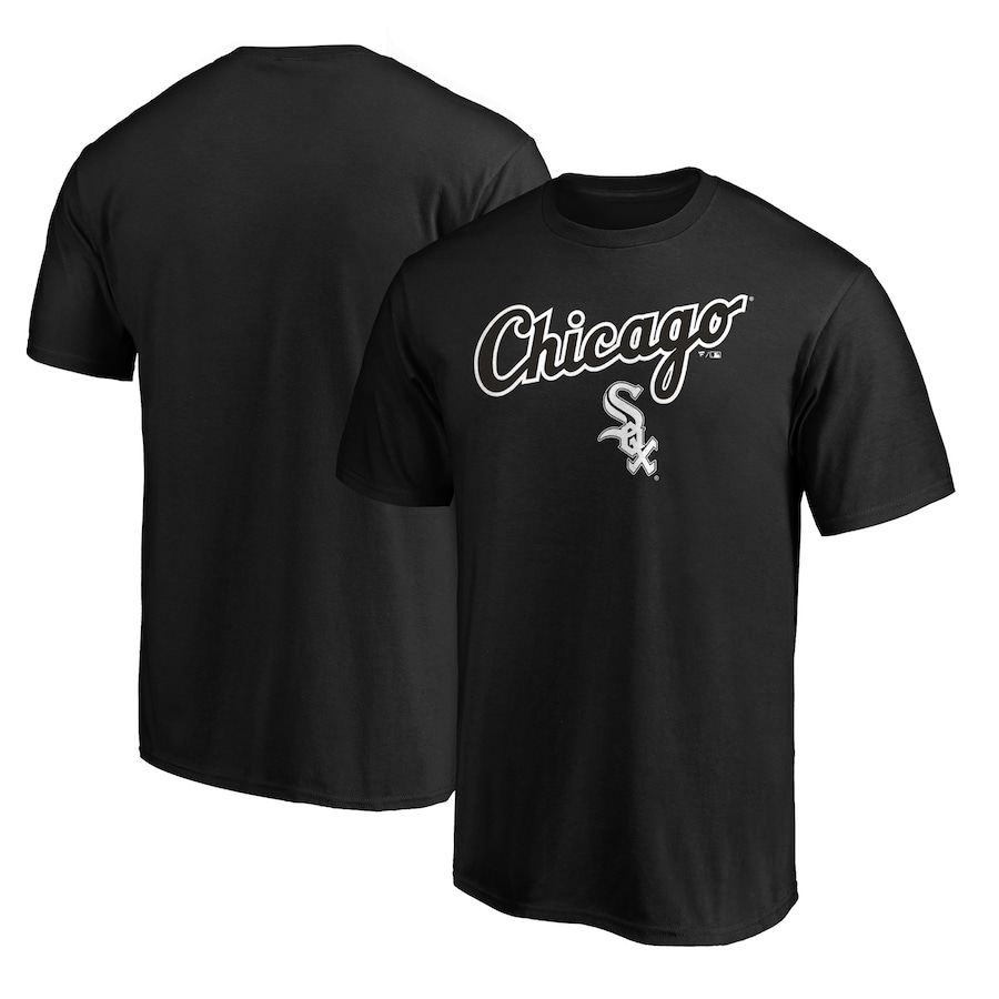 Men's Chicago White Sox Black Team Logo Lockup T-Shirt Men's Chicago White Sox Black Team Logo Lockup T-Shirt
