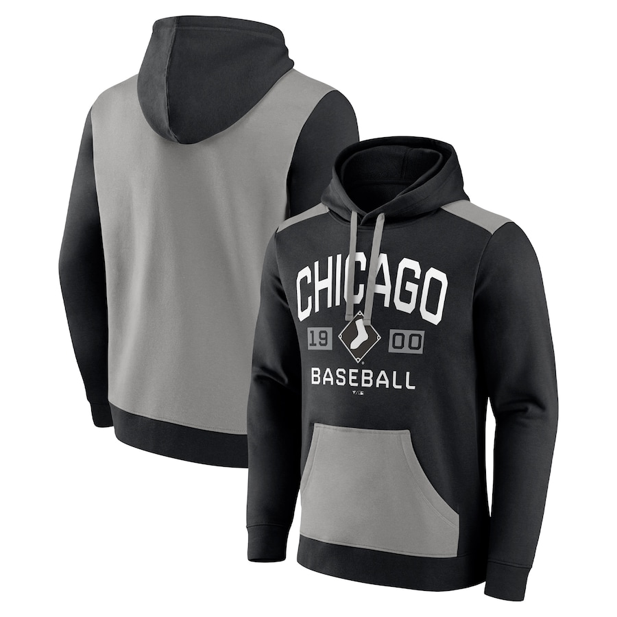 Men's Chicago White Sox Black/Gray Chip In Pullover Hoodie Men's Chicago White Sox Black/Gray Chip In Pullover Hoodie