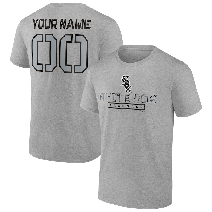 Men's Chicago White Sox Heather Gray Evanston Stencil Personalized T-Shirt