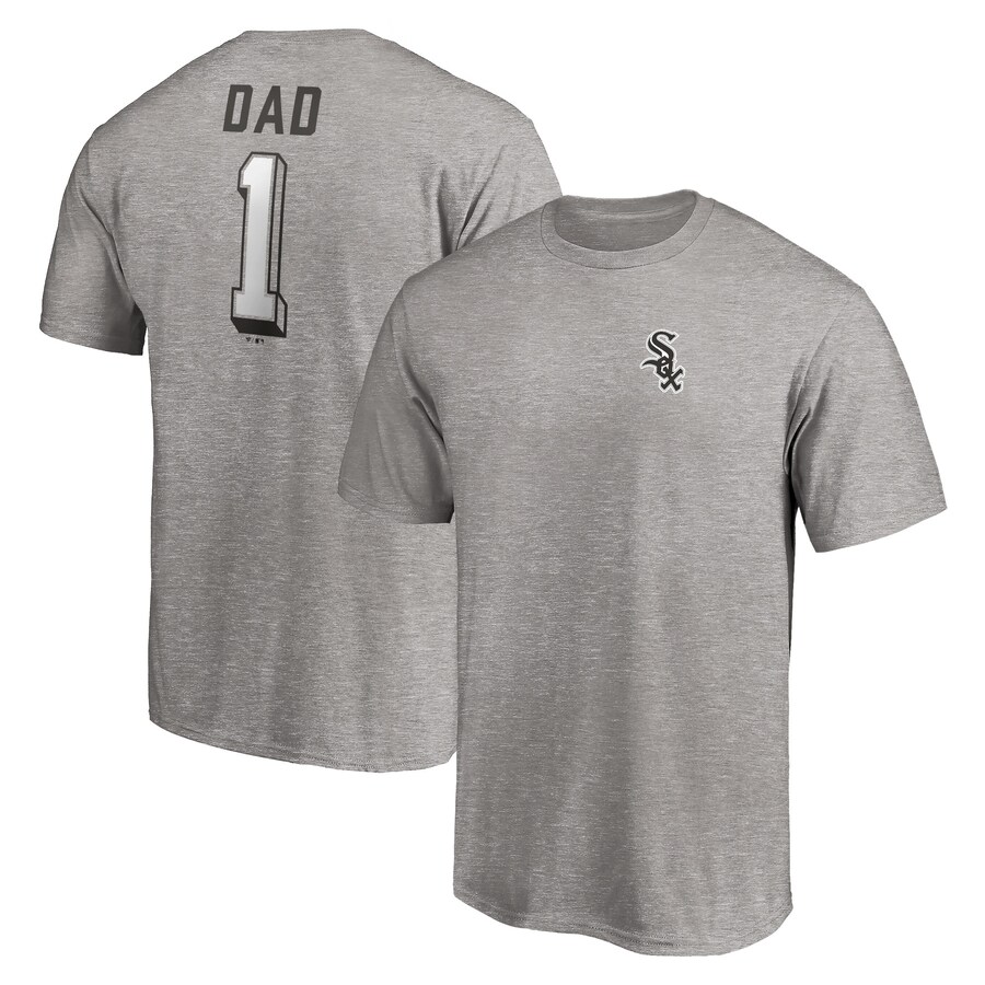 Men's Chicago White Sox Heather Gray Number One Dad T-Shirt