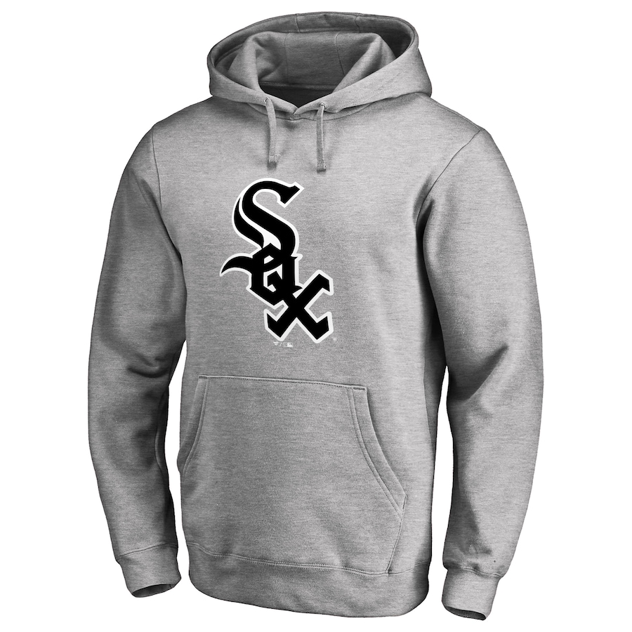 Men's Chicago White Sox Heather Gray Official Logo Fitted Pullover Hoodie Men's Chicago White Sox Heather Gray Official Logo Fitted Pullover Hoodie