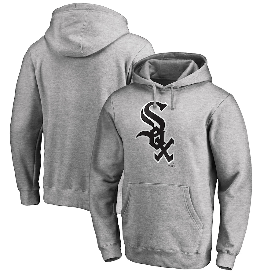 Men's Chicago White Sox Heather Gray Official Wordmark Fitted Pullover Hoodie Men's Chicago White Sox Heather Gray Official Wordmark Fitted Pullover Hoodie