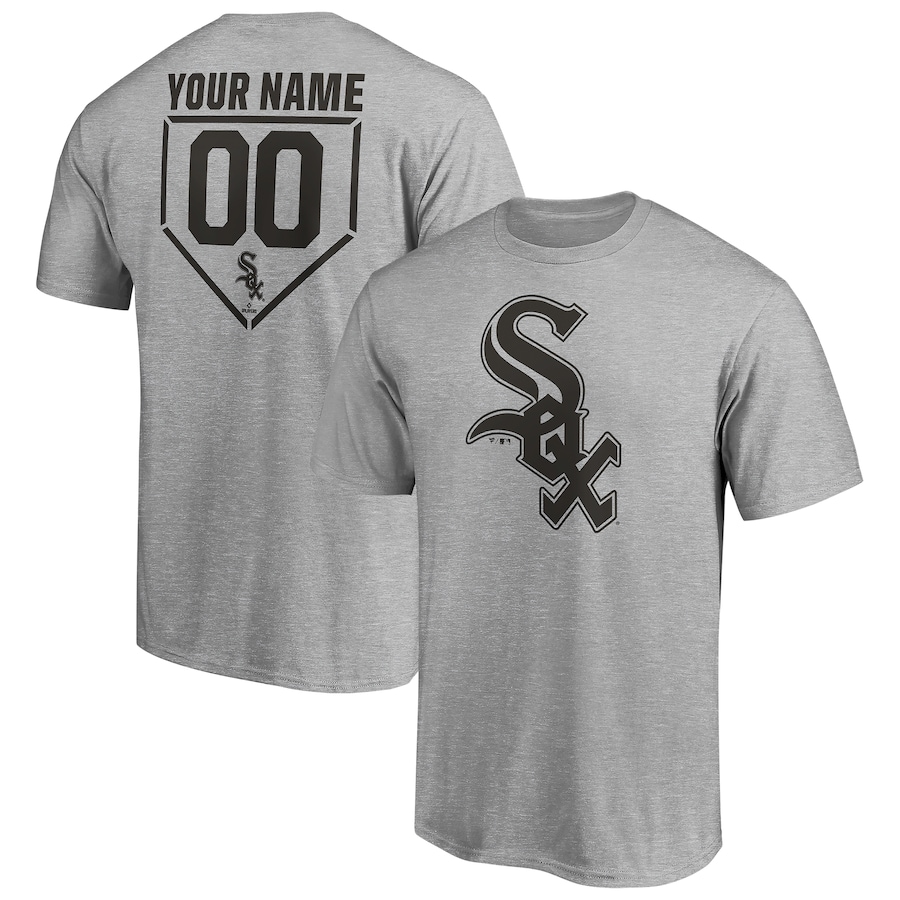 Men's Chicago White Sox Heathered Gray Personalized RBI Logo T-Shirt Men's Chicago White Sox Heathered Gray Personalized RBI Logo T-Shirt