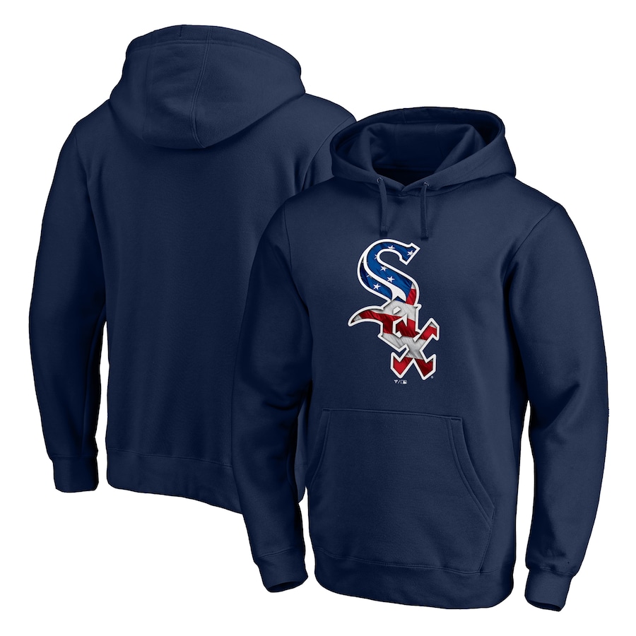 Men's Chicago White Sox Navy Banner Wave Pullover Hoodie Men's Chicago White Sox Navy Banner Wave Pullover Hoodie