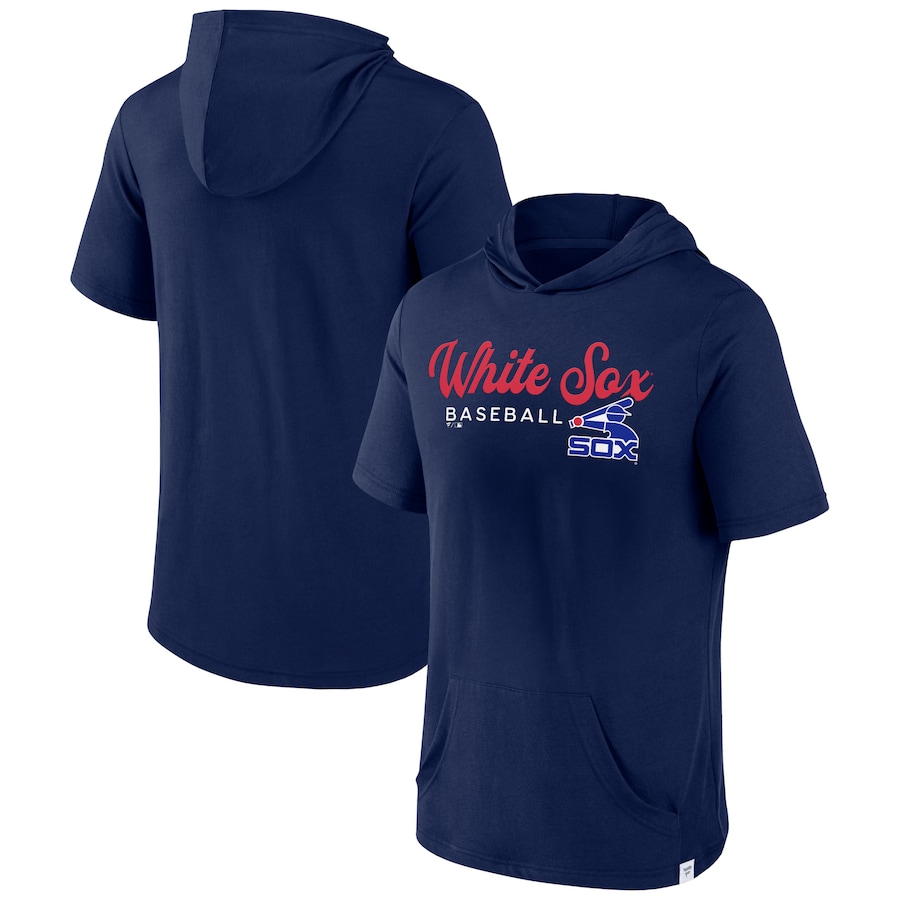 Men's Chicago White Sox Navy Offensive Strategy Short Sleeve Pullover Hoodie Men's Chicago White Sox Navy Offensive Strategy Short Sleeve Pullover Hoodie