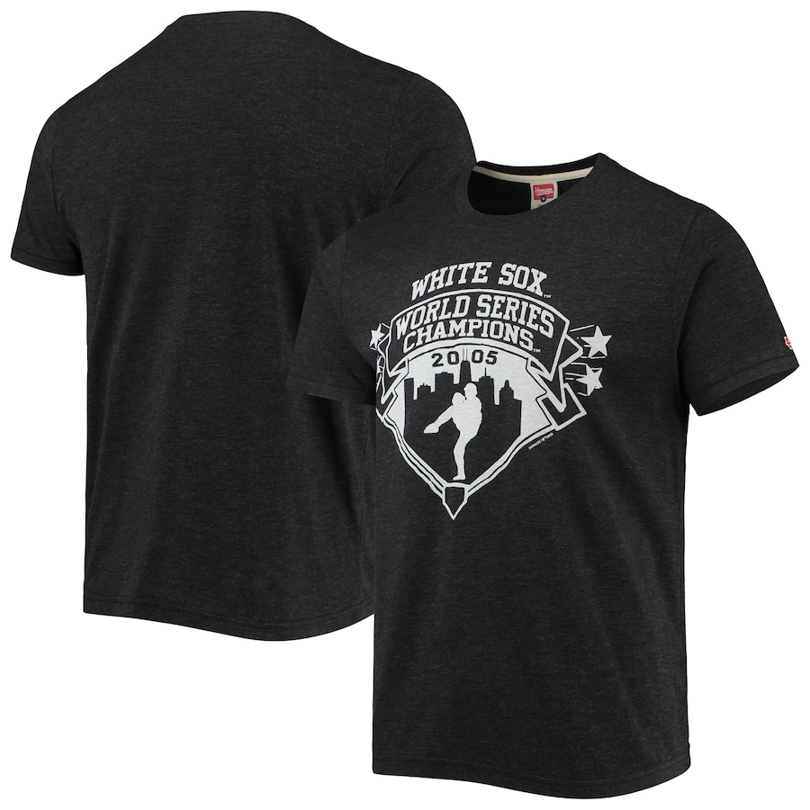 Men's Chicago White Sox Homage Black 2005 World Series Champions Tri-Blend T-Shirt