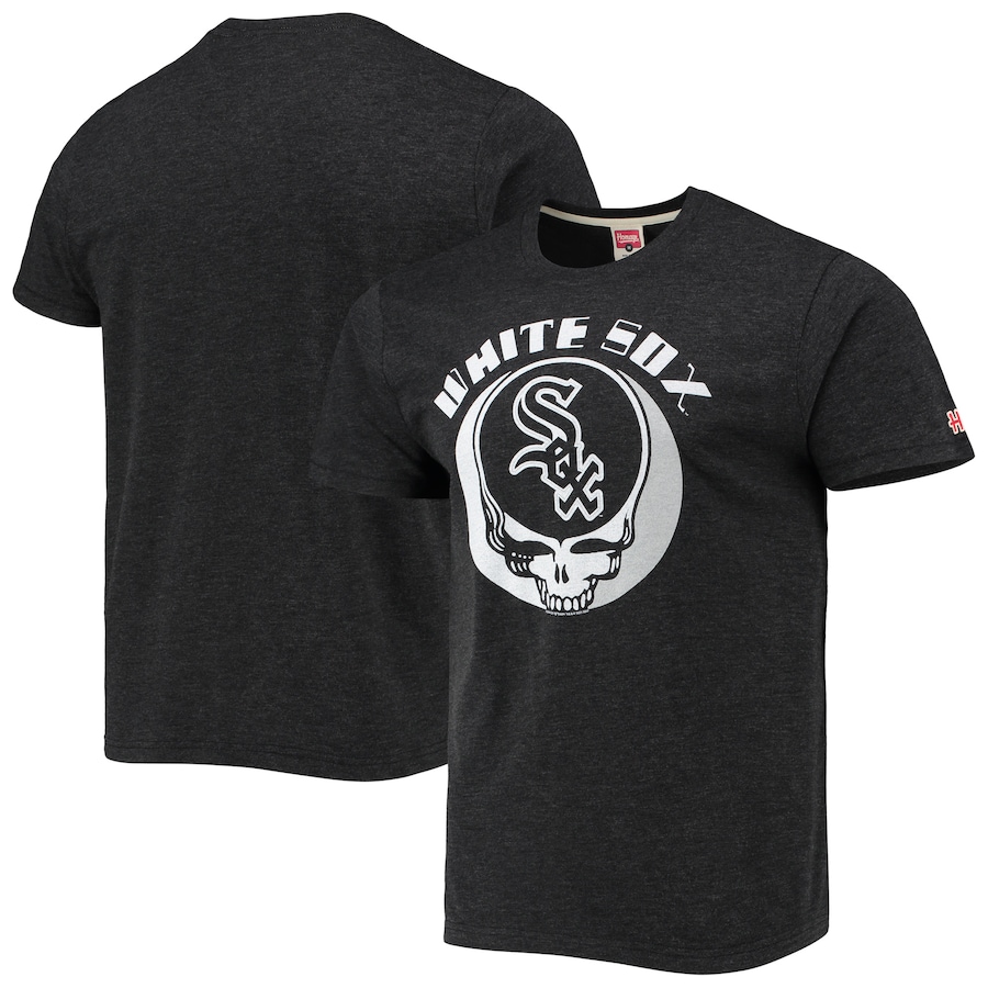 Men's Chicago White Sox Homage Charcoal Grateful Dead Tri-Blend T-Shirt Men's Chicago White Sox Homage Charcoal Grateful Dead Tri-Blend T-Shirt