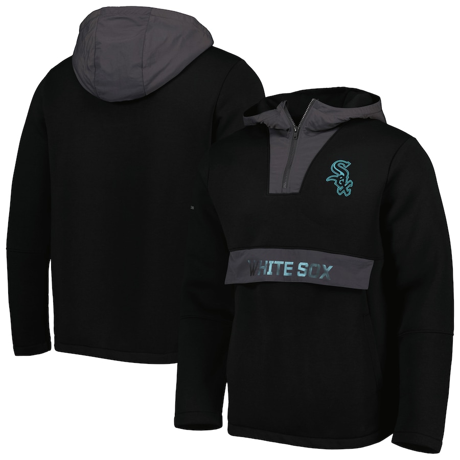 Men's Chicago White Sox Levelwear Black Ruckus Quarter-Zip Hoodie Men's Chicago White Sox Levelwear Black Ruckus Quarter-Zip Hoodie