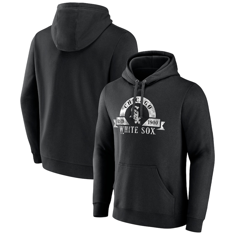 Men's Chicago White Sox Majestic Black Utility Pullover Hoodie Men's Chicago White Sox Majestic Black Utility Pullover Hoodie