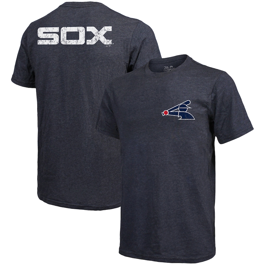 Men's Chicago White Sox Majestic Threads Navy Throwback Logo Tri-Blend T-Shirt Men's Chicago White Sox Majestic Threads Navy Throwback Logo Tri-Blend T-Shirt