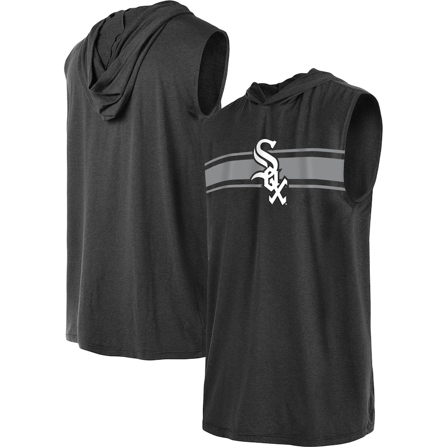 Men's Chicago White Sox New Era Black Sleeveless Pullover Hoodie Men's Chicago White Sox New Era Black Sleeveless Pullover Hoodie