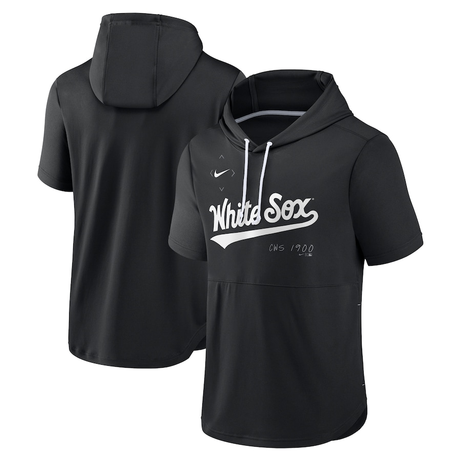 Men's Chicago White Sox Nike Black Springer Short Sleeve Team Pullover Hoodie