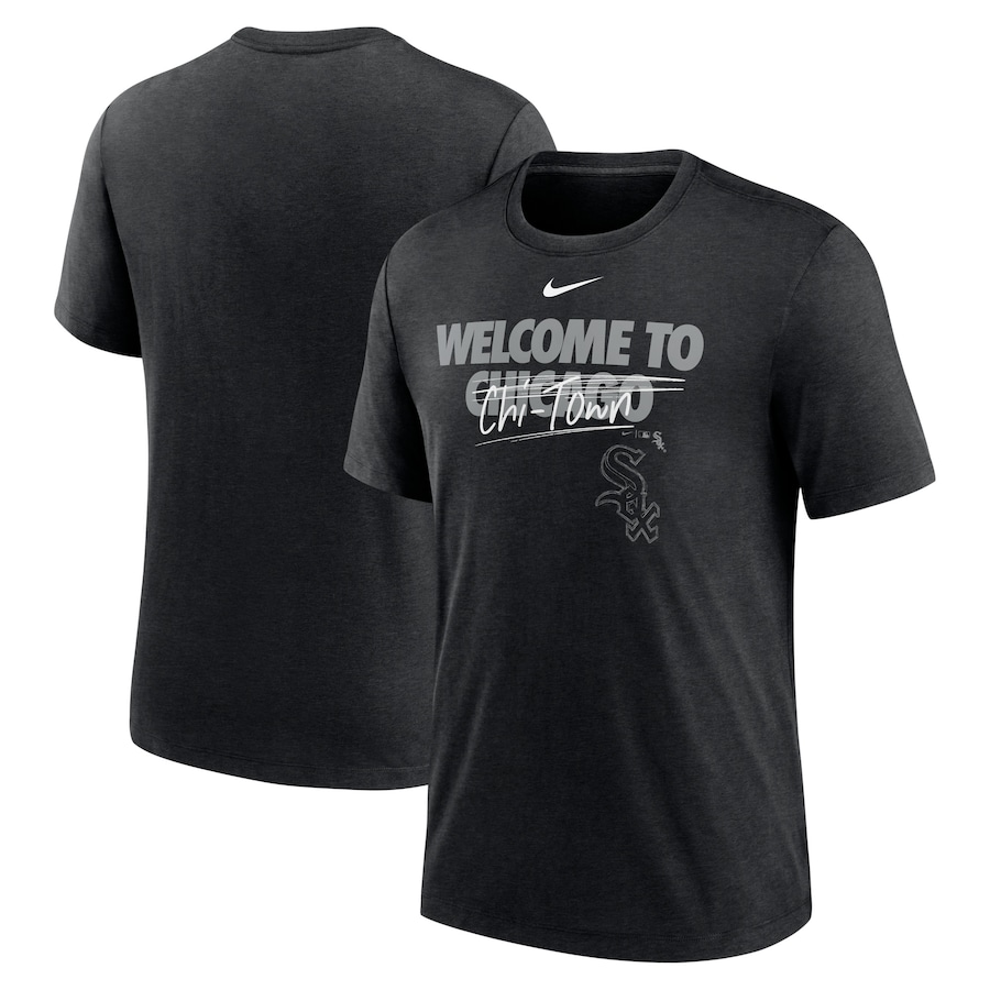 Men's Chicago White Sox Nike Heather Black Home Spin Tri-Blend T-Shirt Men's Chicago White Sox Nike Heather Black Home Spin Tri-Blend T-Shirt