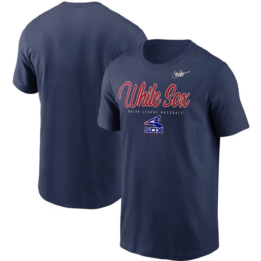 Men's Chicago White Sox Nike Navy Cooperstown Collection Wordmark Script Logo T-Shirt Men's Chicago White Sox Nike Navy Cooperstown Collection Wordmark Script Logo T-Shirt