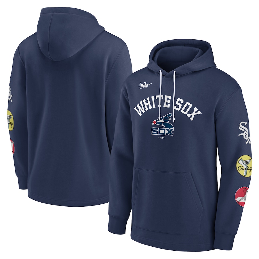 Men's Chicago White Sox Nike Navy Rewind Lefty Pullover Hoodie Men's Chicago White Sox Nike Navy Rewind Lefty Pullover Hoodie