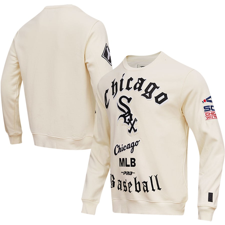Men's Chicago White Sox Pro Standard Cream Cooperstown Collection Retro Old English Pullover Sweatshirt Men's Chicago White Sox Pro Standard Cream Cooperstown Collection Retro Old English Pullover Sweatshirt