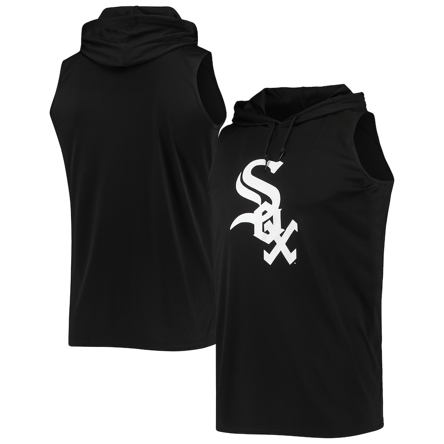 Men's Chicago White Sox Stitches Black Sleeveless Pullover Hoodie Men's Chicago White Sox Stitches Black Sleeveless Pullover Hoodie