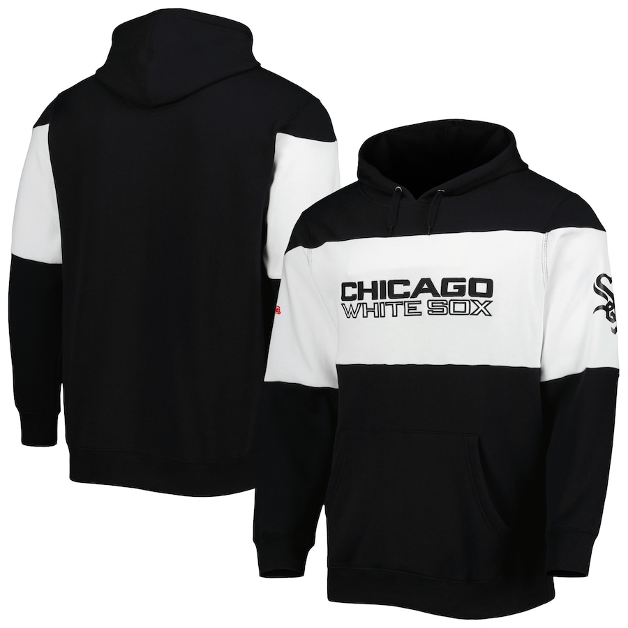 Men's Chicago White Sox Stitches Black/White Stripe Pullover Hoodie Men's Chicago White Sox Stitches Black/White Stripe Pullover Hoodie