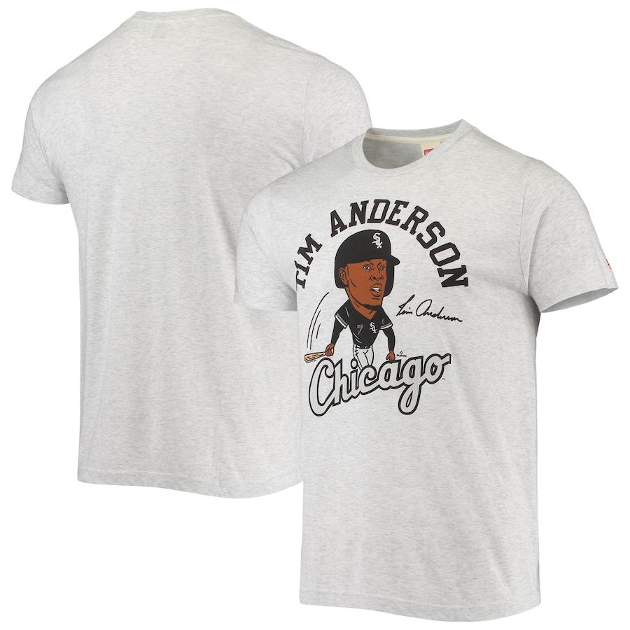 Men's Chicago White Sox Tim Anderson Homage Heathered Gray Caricature Tri-Blend T-Shirt Men's Chicago White Sox Tim Anderson Homage Heathered Gray Caricature Tri-Blend T-Shirt