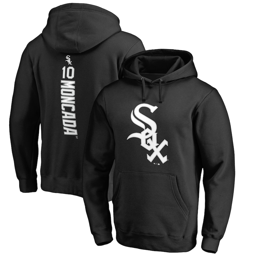 Men's Chicago White Sox Yoan Moncada Black Backer Pullover Hoodie Men's Chicago White Sox Yoan Moncada Black Backer Pullover Hoodie