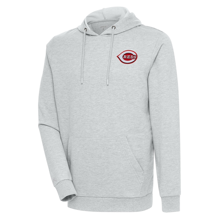 Men's Cincinnati Reds Antigua Heather Gray Action Pullover Hoodie
