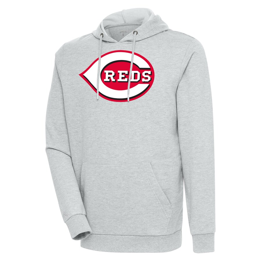 Men's Cincinnati Reds Antigua Heather Gray Action Pullover Hoodie