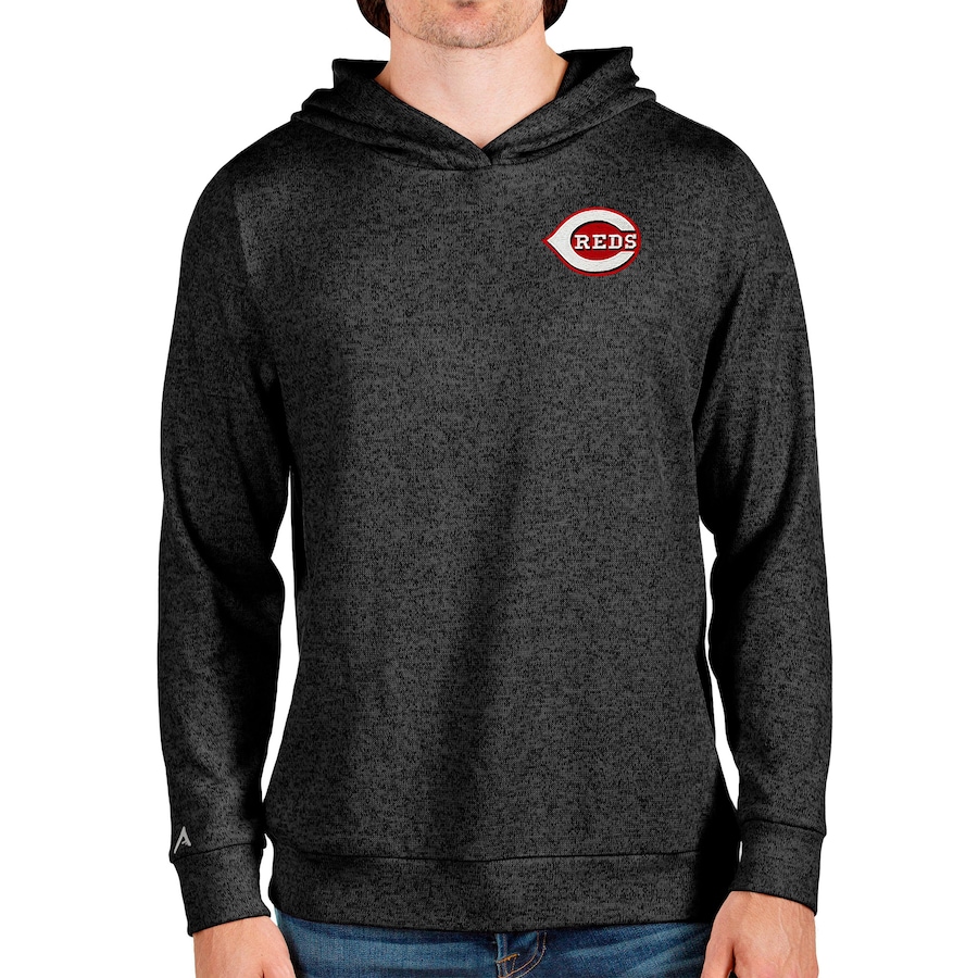 Men's Cincinnati Reds Antigua Heathered Black Absolute Pullover Hoodie