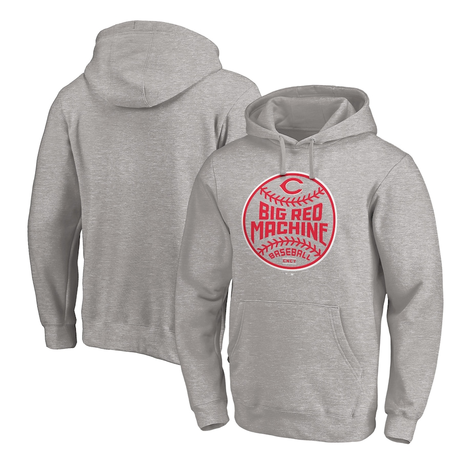Men's Cincinnati Reds Heathered Gray Big Red Machine Hometown Fitted Pullover Hoodie Men's Cincinnati Reds Heathered Gray Big Red Machine Hometown Fitted Pullover Hoodie