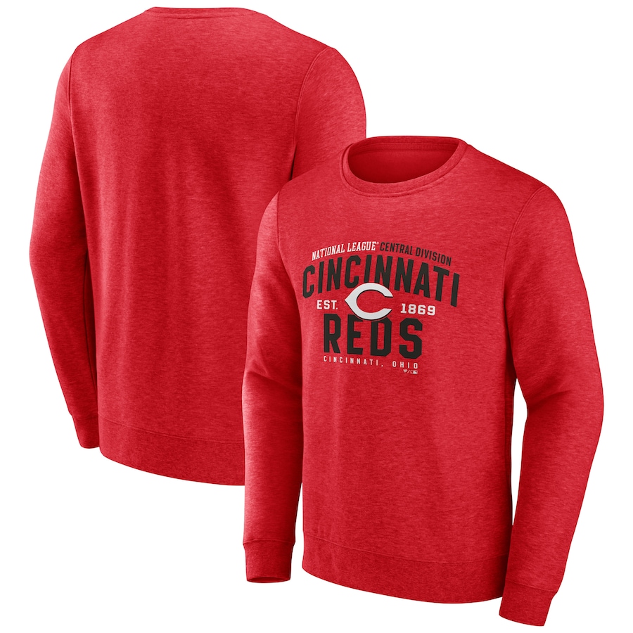 Men's Cincinnati Reds Heathered Red Classic Move Pullover Sweatshirt Men's Cincinnati Reds Heathered Red Classic Move Pullover Sweatshirt