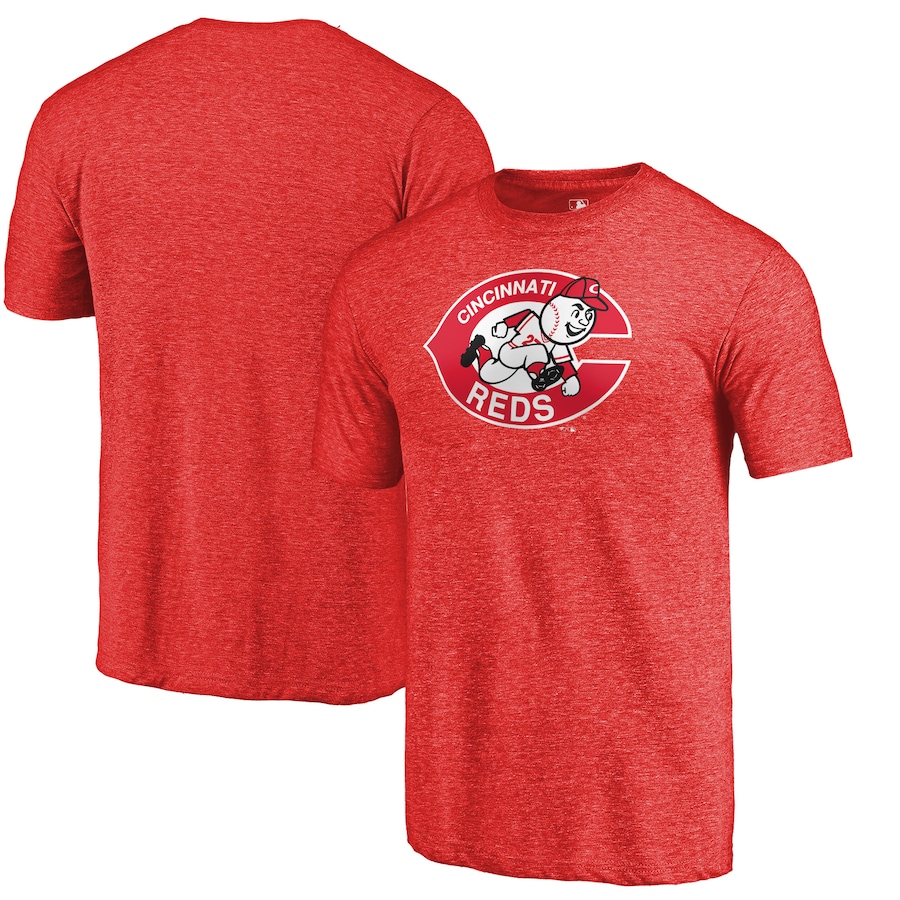 Men's Cincinnati Reds Heathered Red Cooperstown Collection Forbes Tri-Blend T-Shirt Men's Cincinnati Reds Heathered Red Cooperstown Collection Forbes Tri-Blend T-Shirt