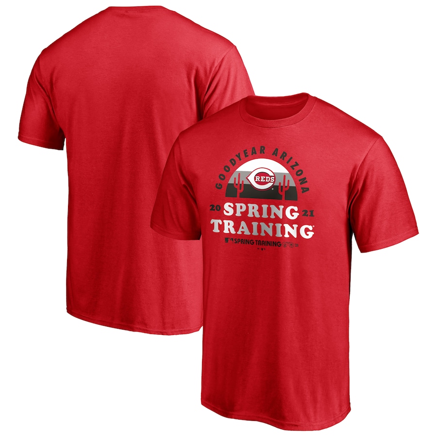 Men's Cincinnati Reds Red 2021 Spring Training Cactus League Upper Deck T-Shirt Men's Cincinnati Reds Red 2021 Spring Training Cactus League Upper Deck T-Shirt
