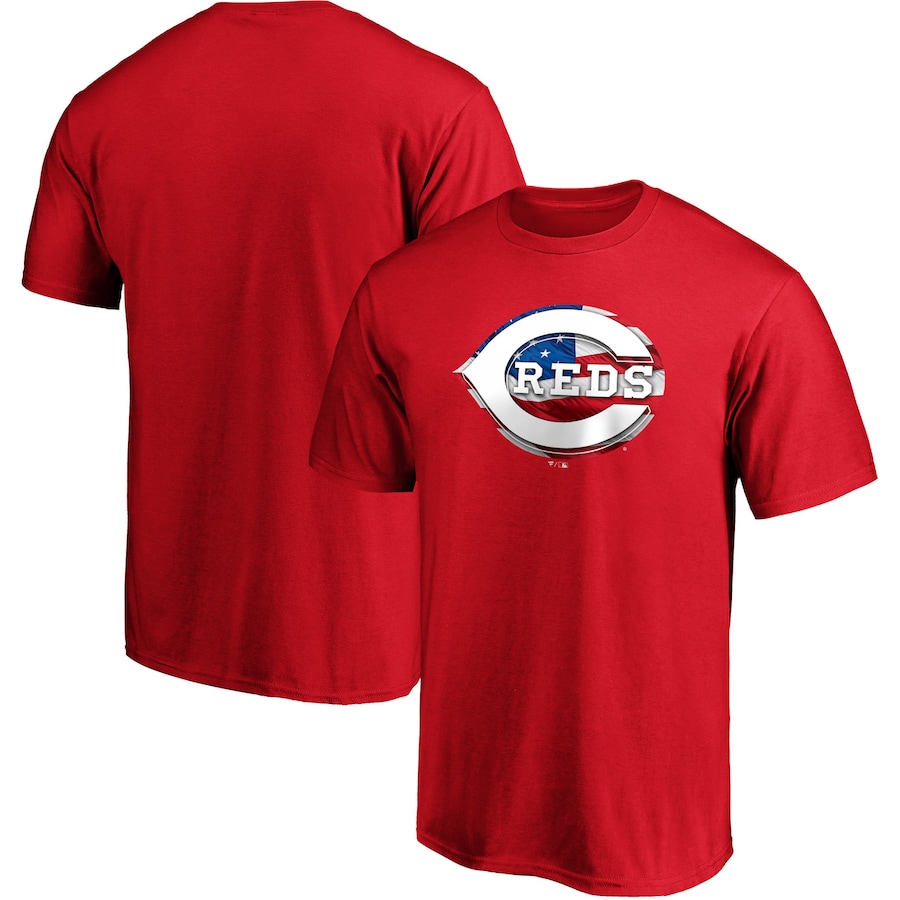 Men's Cincinnati Reds Red Banner Wave T-Shirt Men's Cincinnati Reds Red Banner Wave T-Shirt