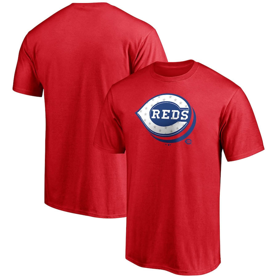 Men's Cincinnati Reds Red Red White and Team Logo T-Shirt Men's Cincinnati Reds Red Red White and Team Logo T-Shirt