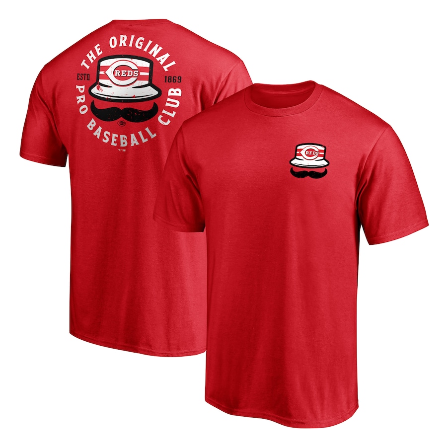 Men's Cincinnati Reds Red Stache Hometown T-Shirt Men's Cincinnati Reds Red Stache Hometown T-Shirt